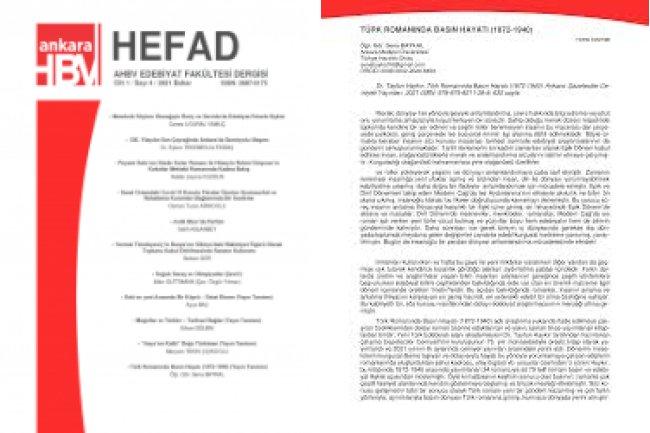 TÜRK ROMANINDA BASIN HAYATI (1872-1940) YAYIN TANITIMI